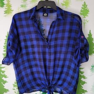 Bobeau Sheer Plaid Shirt